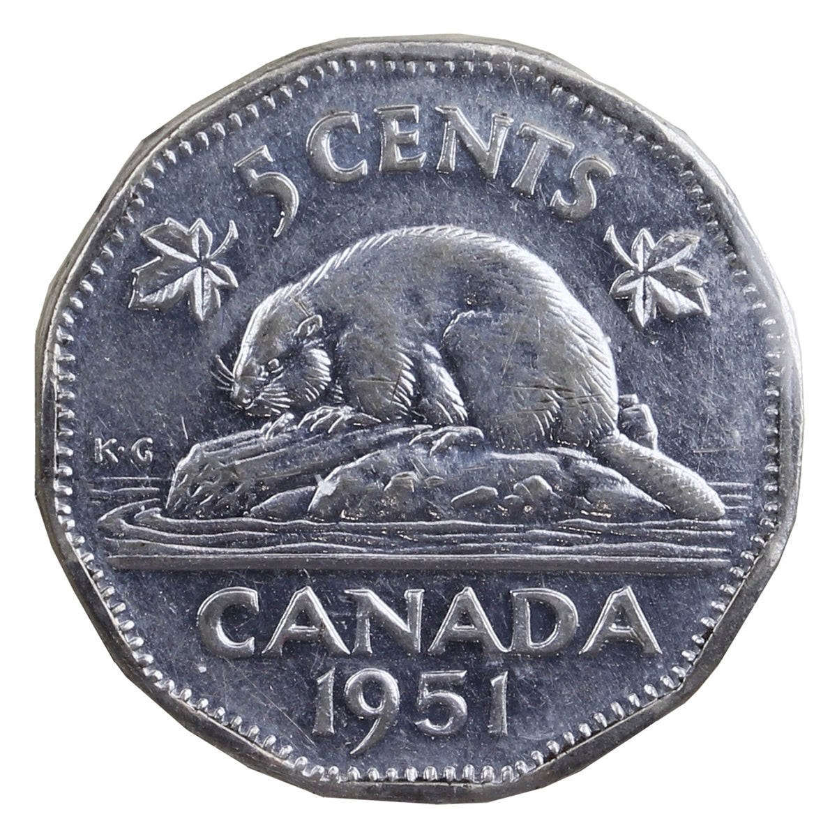 1951 High Relief Canada 5-cents ICCS Certified VF-30 (FT 263)