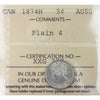 1874H Plain 4 Canada 5-cents ICCS Certified AU50
