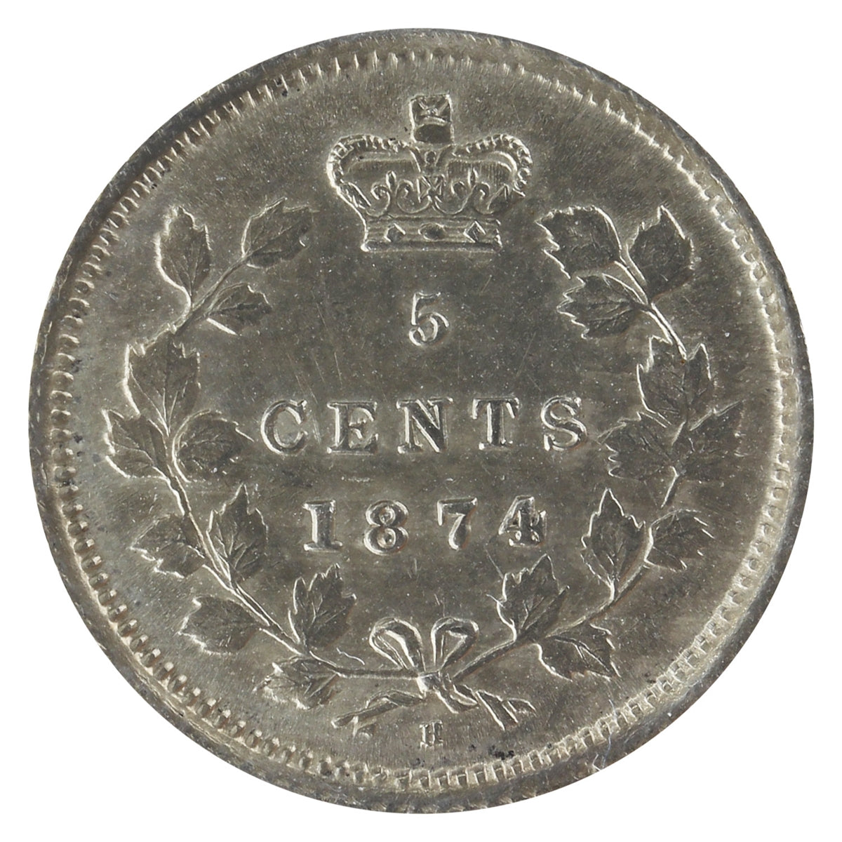 1874H Crosslet 4 Canada 5-cents ICCS Certified EF45