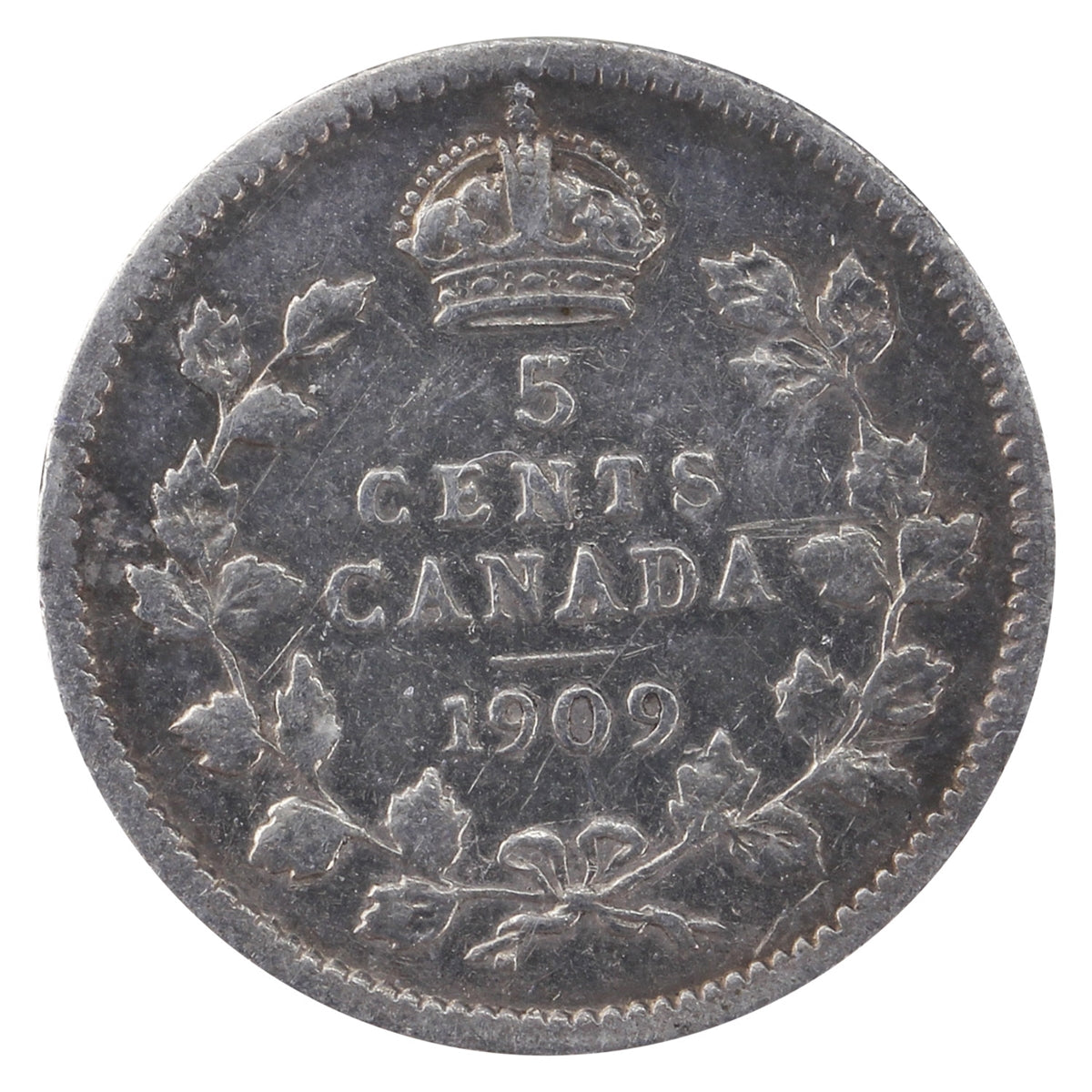 1909 RL, Cross/Bow Tie Canada 5-cents ICCS Certified F15