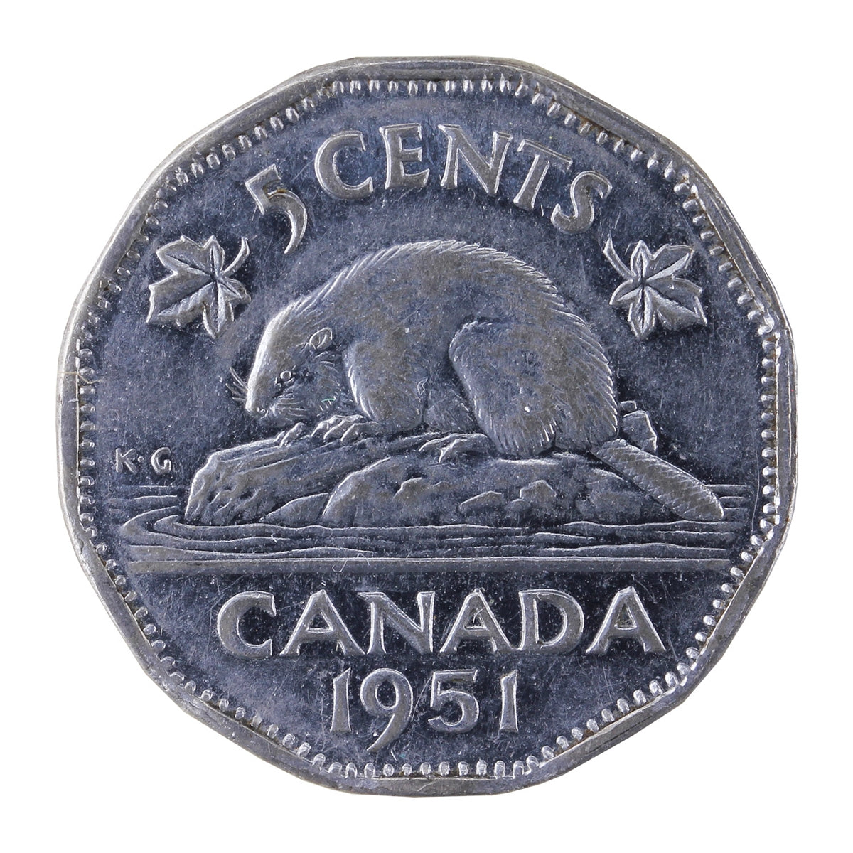 1951 High Relief Canada 5-cents ICCS Certified EF40 (RQ 075)