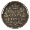1875H Large Date Canada 5-cents PCGS Certified VG8