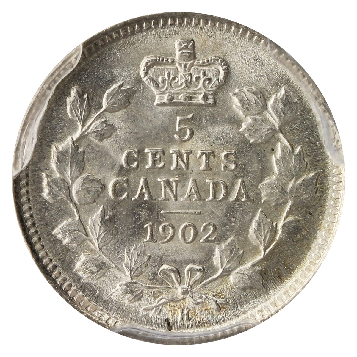 1902H Small H Canada 5-cents PCGS Certified MS63