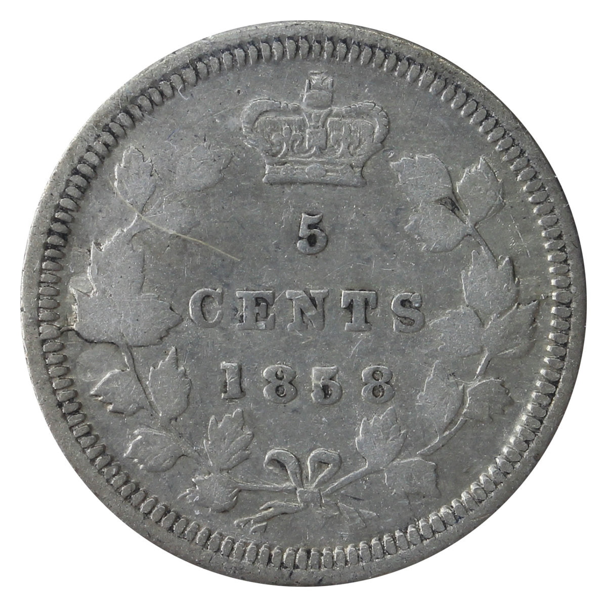 1858 Large Date 5-cents ICCS Certified VF20