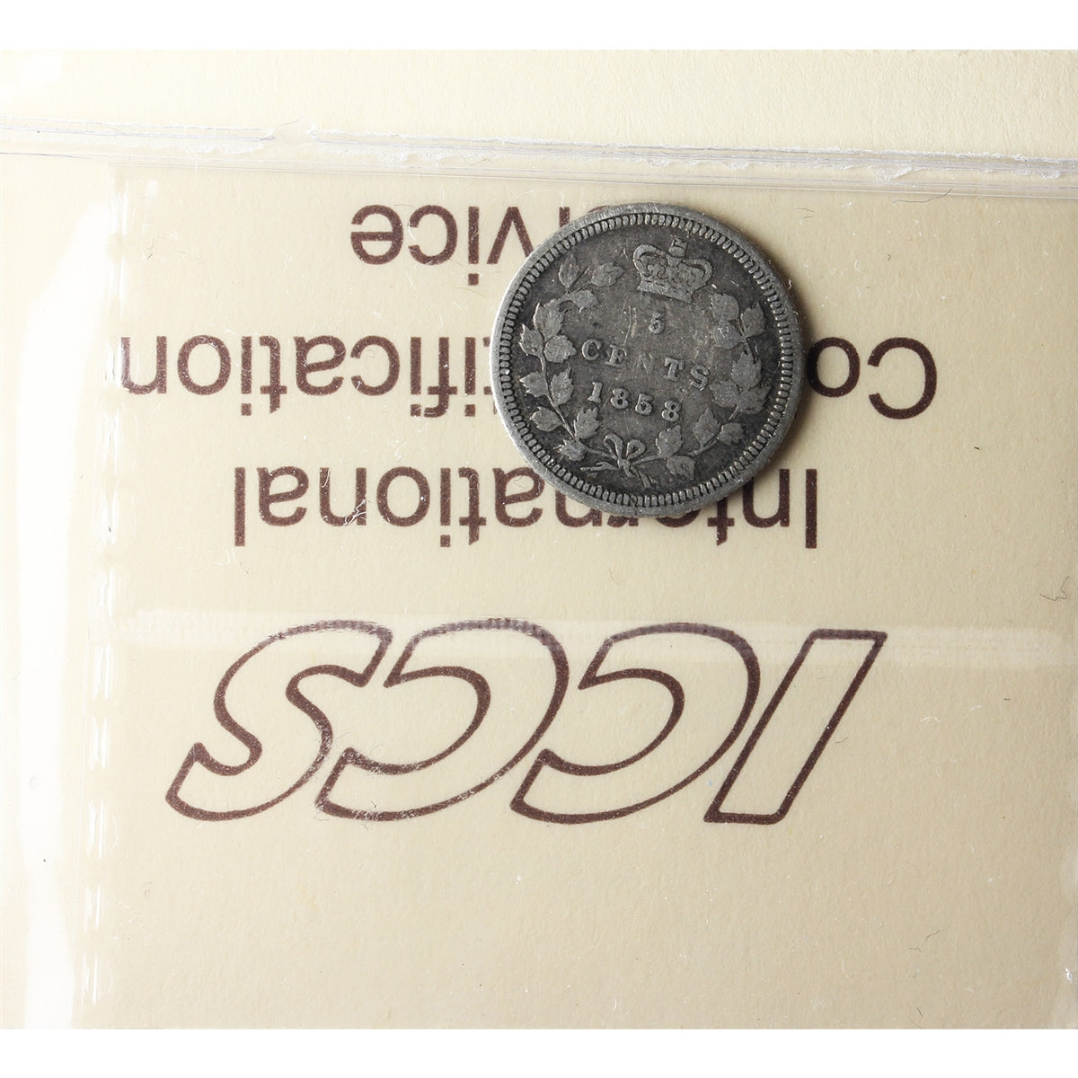 1858 Large Date 5-cents ICCS Certified VG8