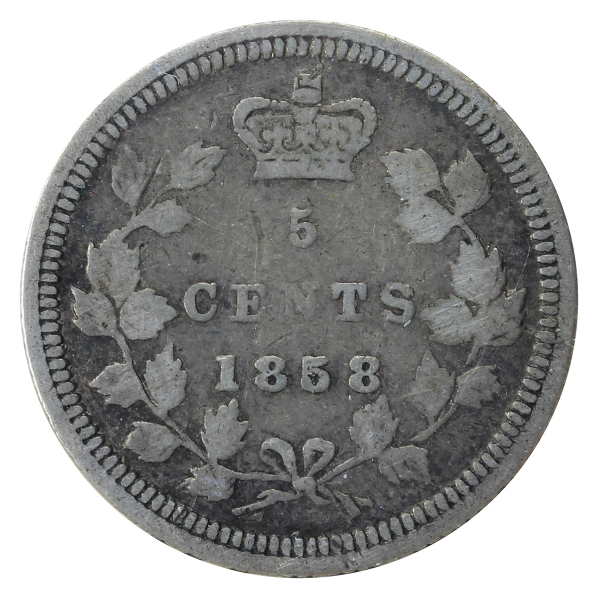 1858 Large Date 5-cents ICCS Certified VG8