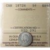 1872H Canada 5-cents ICCS Certified EF45