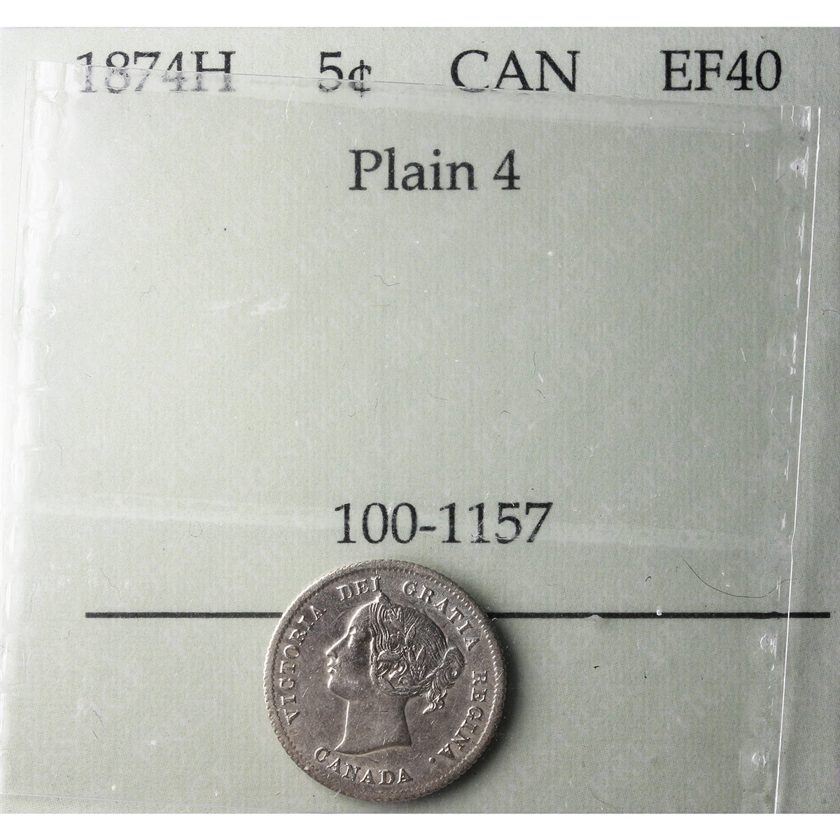 1874H Plain 4 Canada 5-cents Prestige Certified EF40