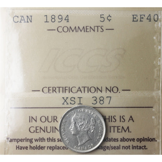 1894 Canada 5-cents ICCS Certified EF40