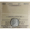 1905 Canada 5-cents ICCS Certified MS62 (XZD 424)