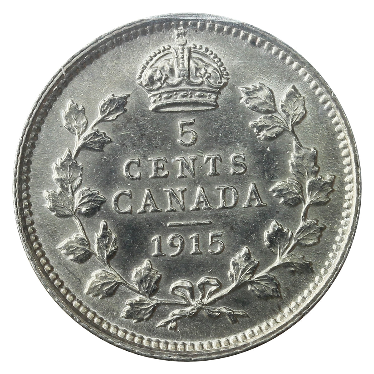 1915 Canada 5-cents ICCS Certified AU50