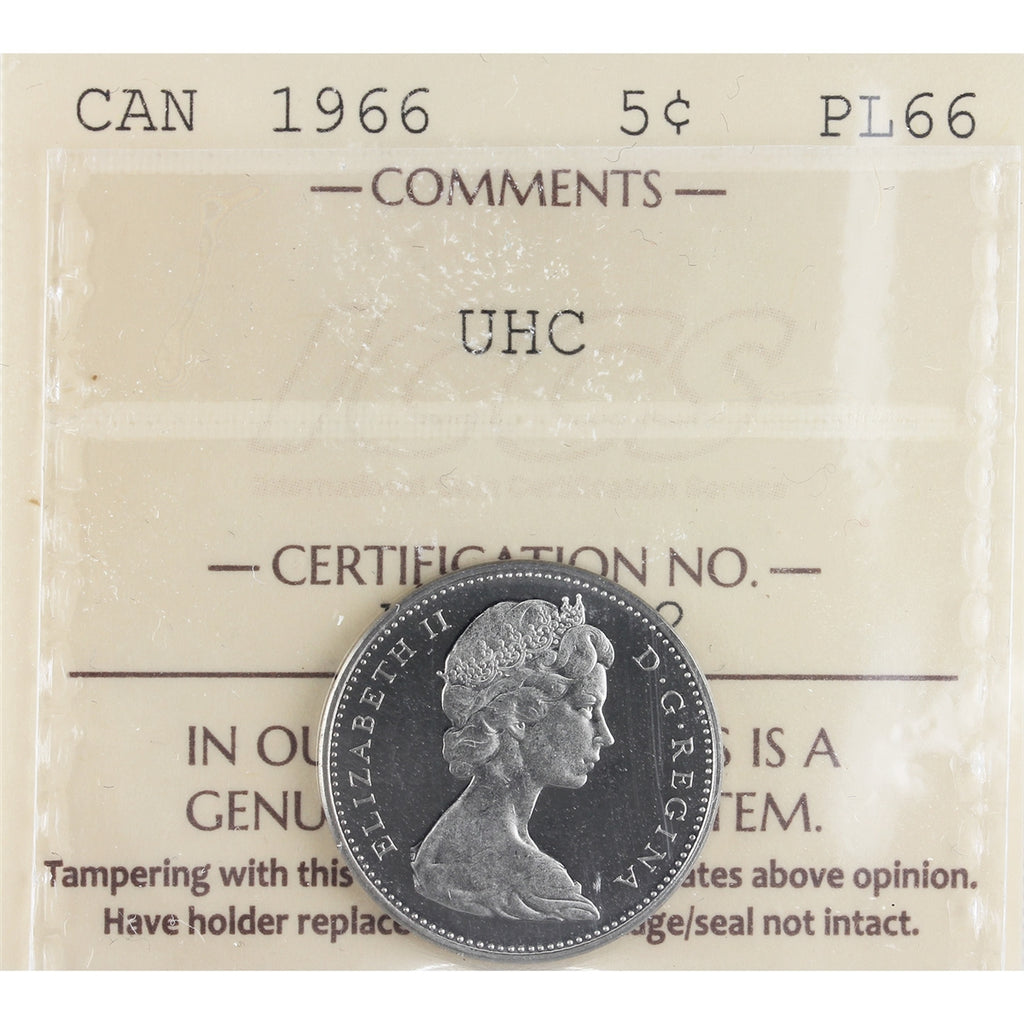 1966 Canada 5-cents ICCS Certified PL-66 UHC