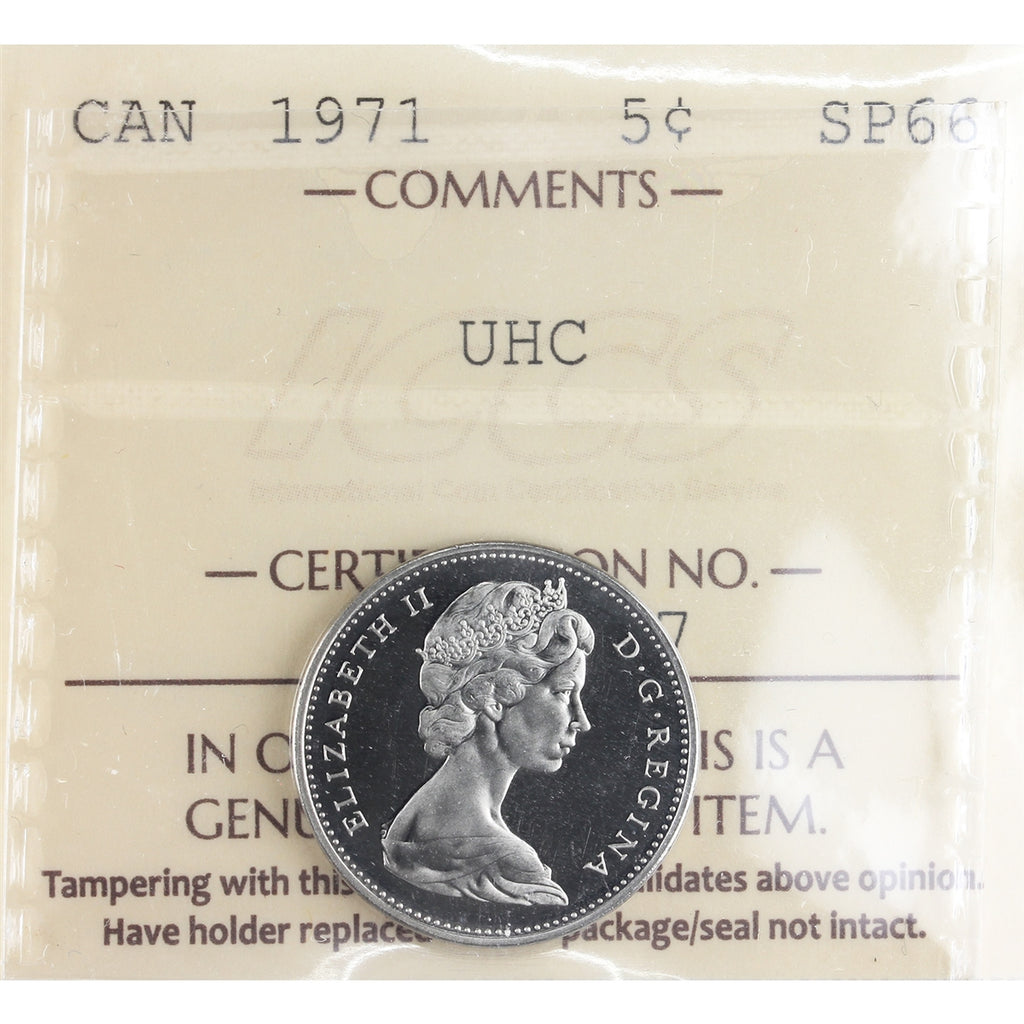 1971 Canada 5-cents ICCS Certified SP66 UHC