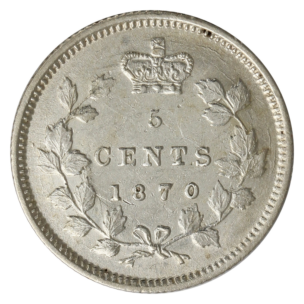 1870 Narrow Rim 5-cents EF-AU (EF45) $