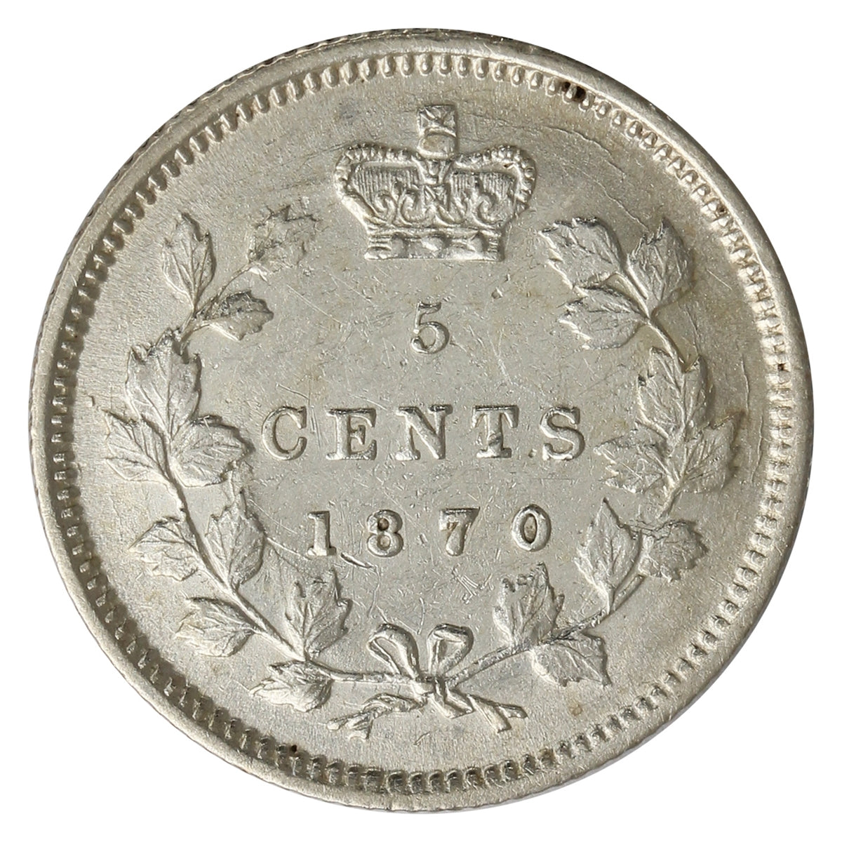 1870 Narrow Rim 5-cents EF-AU (EF45) $