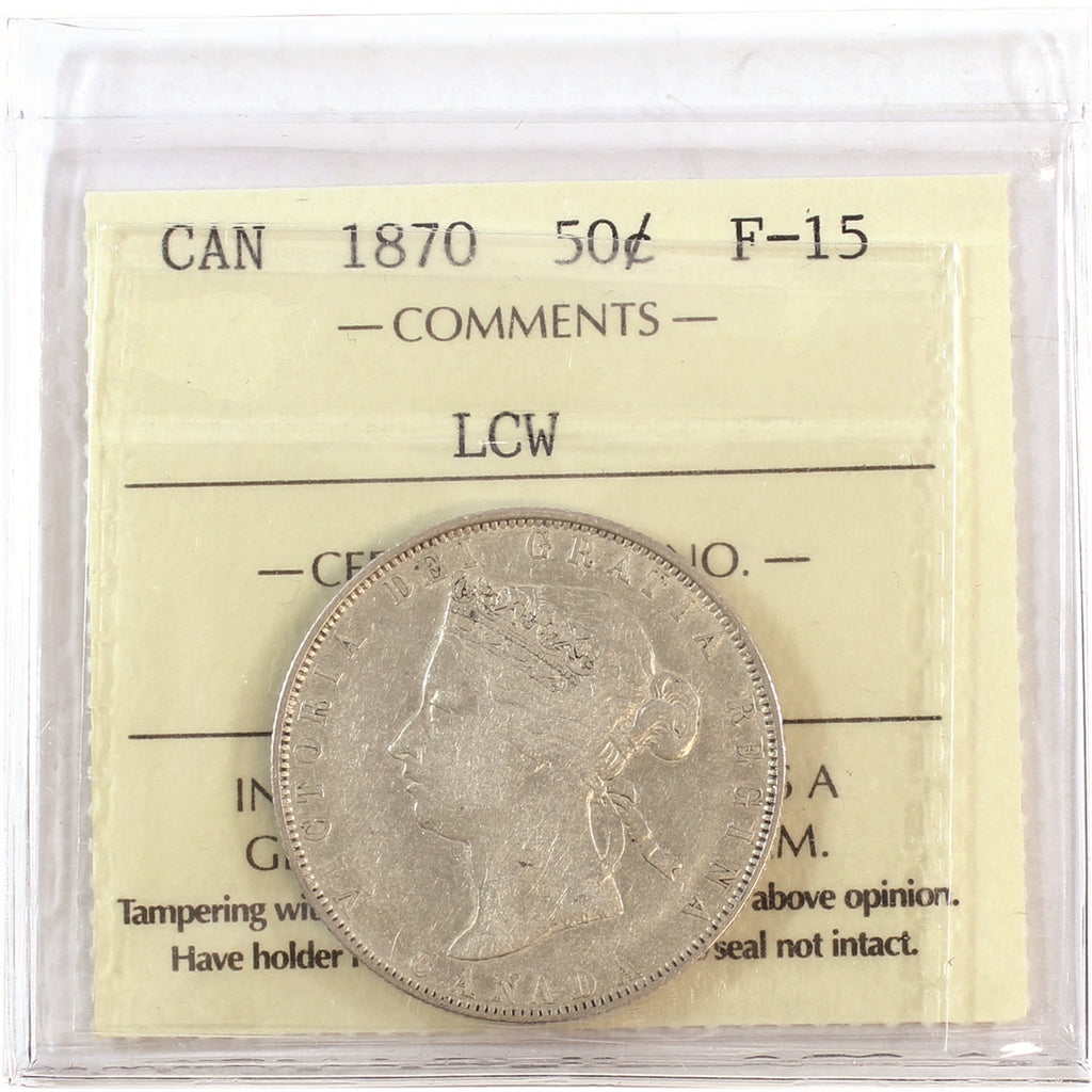 1870 LCW Canada 50-cents ICCS Certified F15
