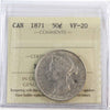 1871 Canada 50-cents ICCS Certified VF20