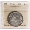 1934 Canada 50-cents ICCS Certified F15