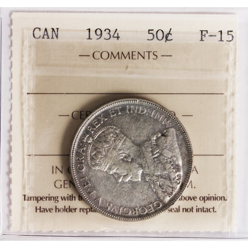 1934 Canada 50-cents ICCS Certified F15