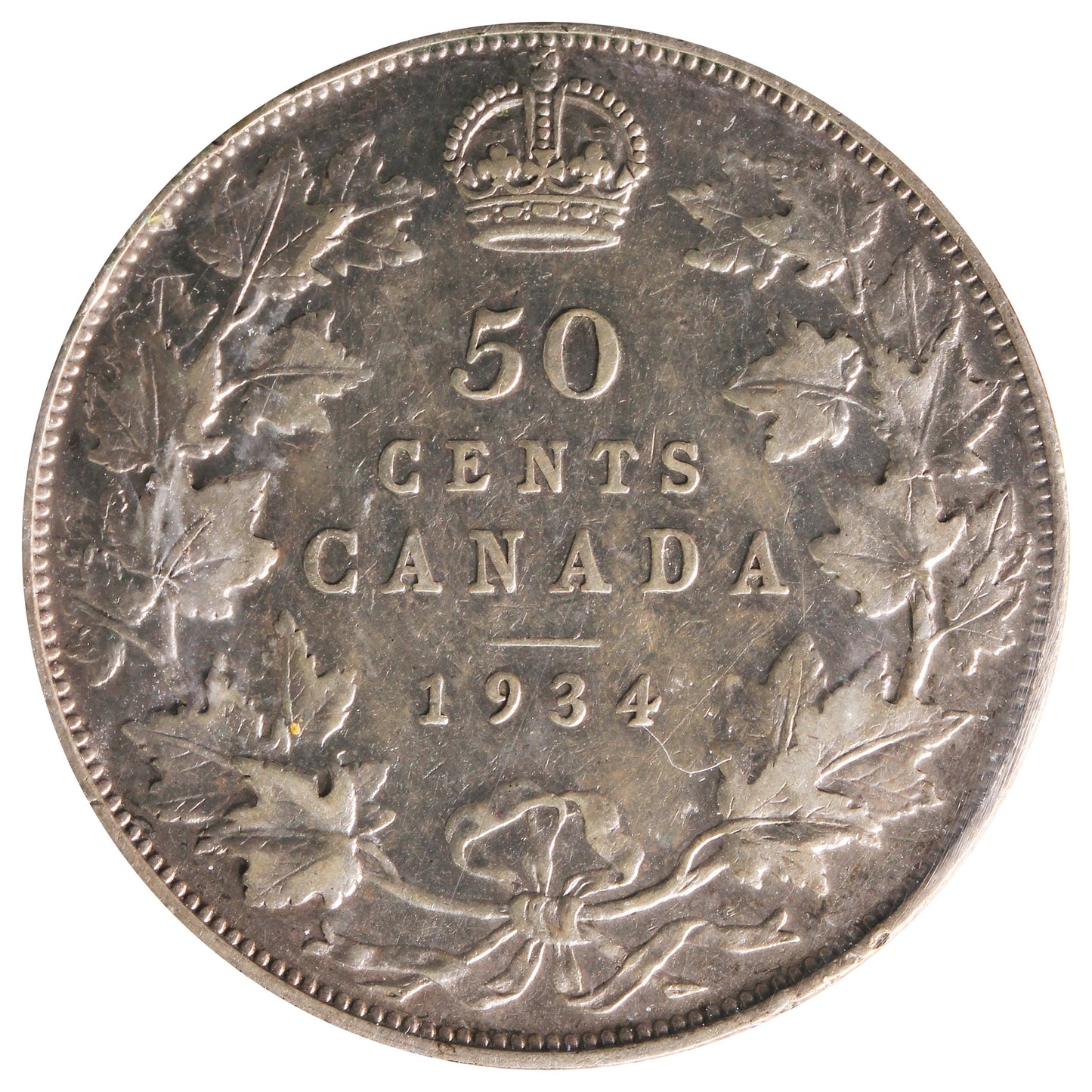 1934 Canada 50-cents ICCS Certified F15
