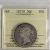 1871H Canada 50-cents ICCS Certified VG8