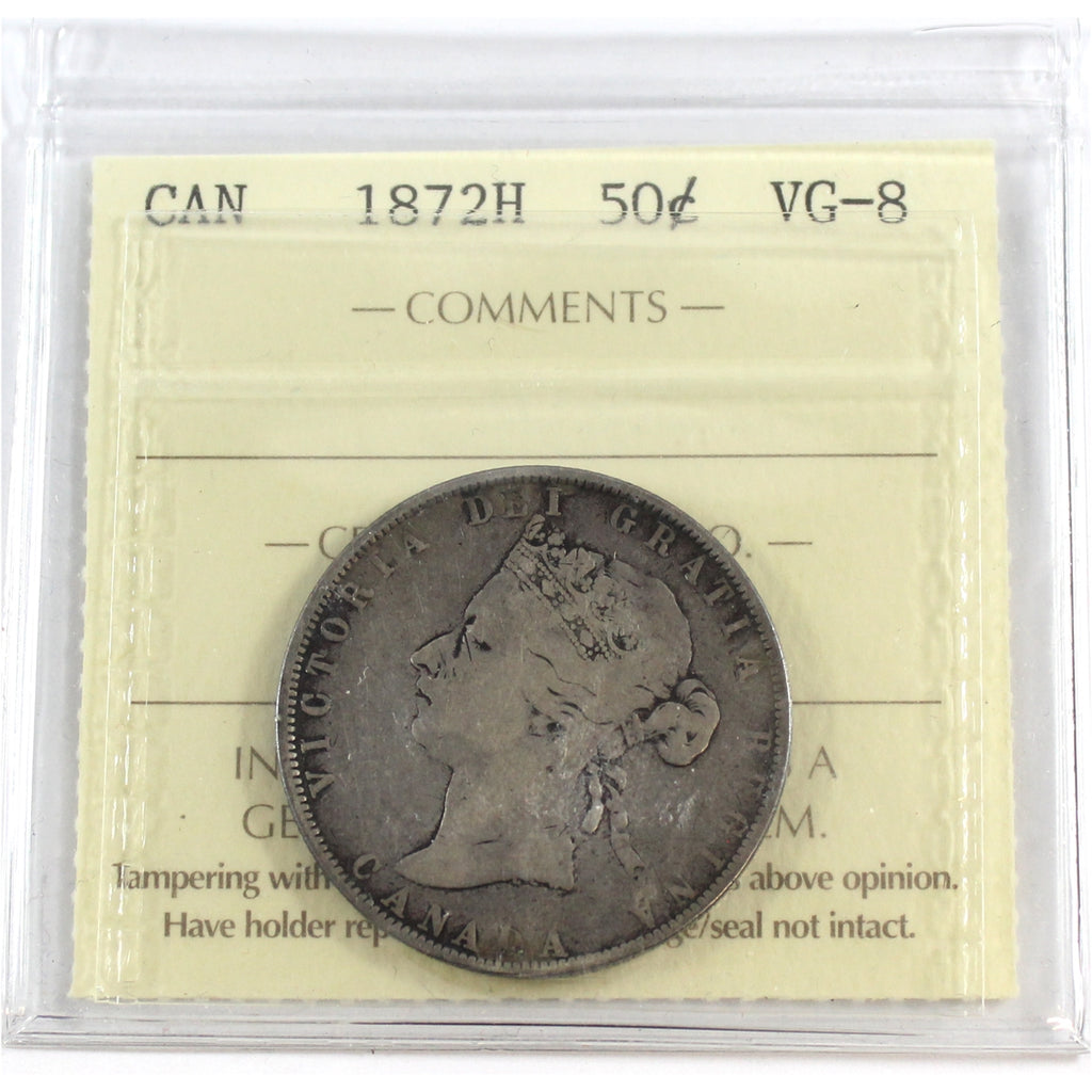 1872H Canada 50-cents ICCS Certified VG8
