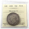 1888 Obv. 3 Canada 50-cents ICCS Certified VG8