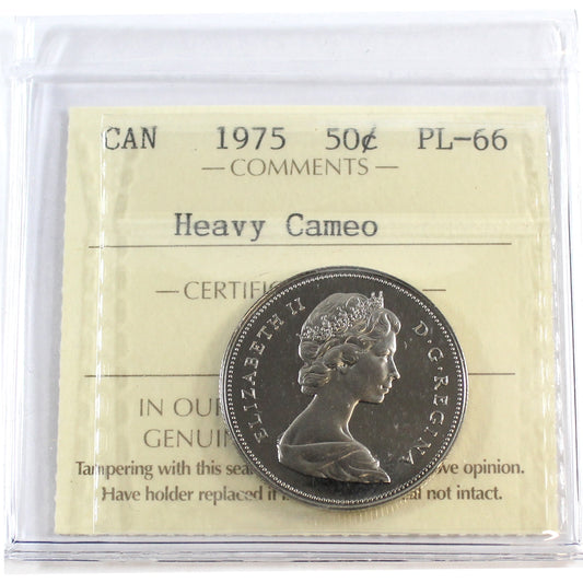 1975 Canada 50-cents ICCS Certified PL66 Heavy Cameo