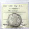 1888 Obv. 3 Canada 50-cents ICCS Certified G4