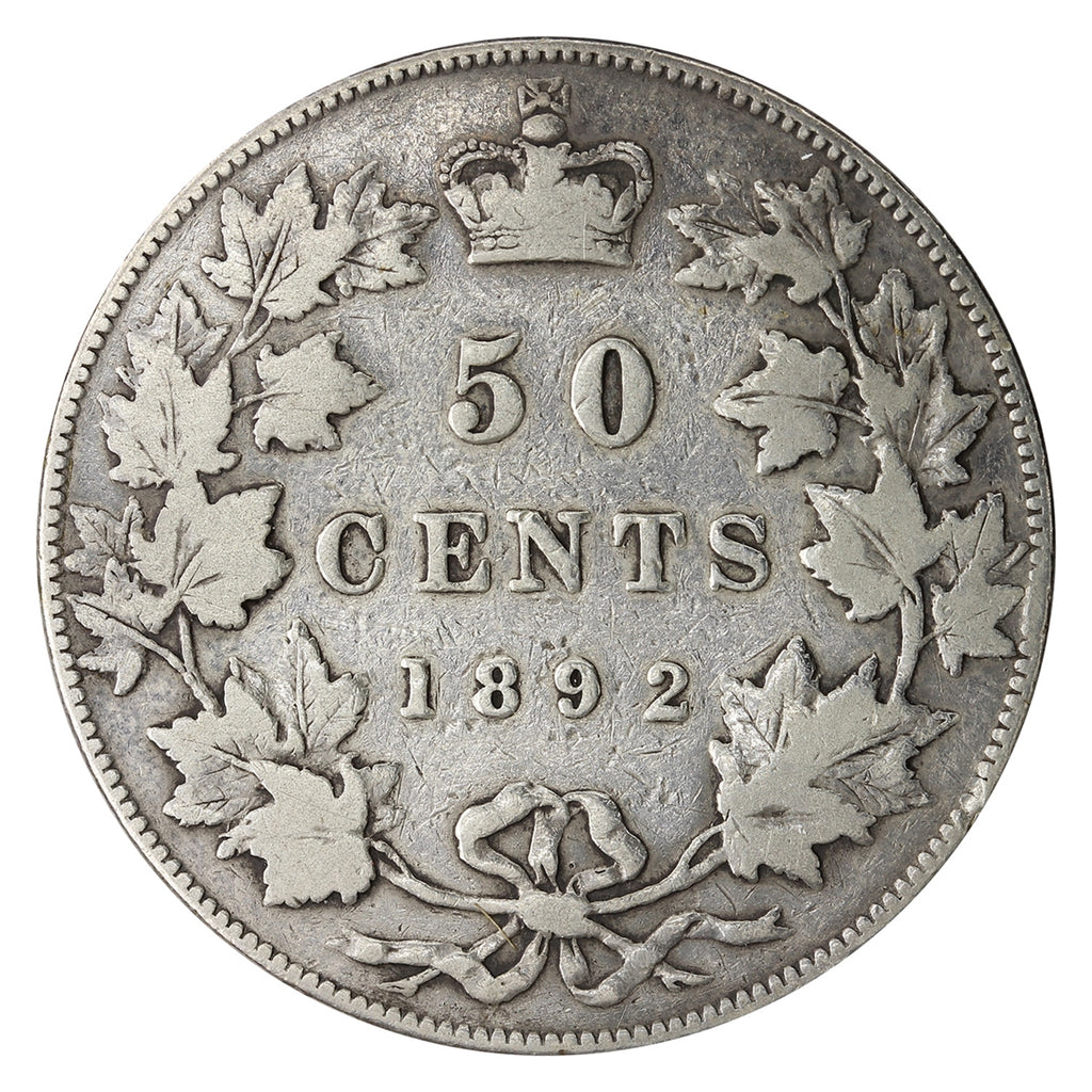 1892 Obv. 4 Canada 50-cents Fine (F12) $