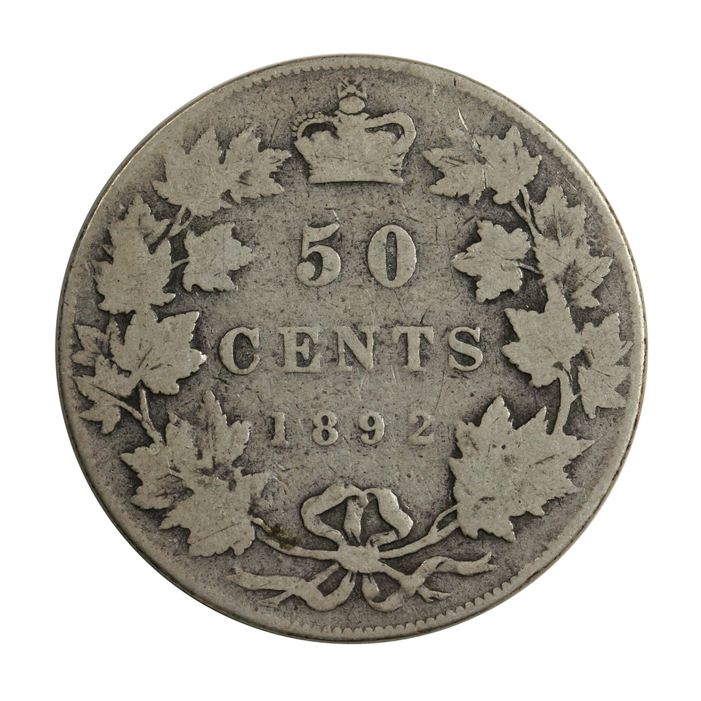 1892 Obv. 4 Canada 50-cents Very Good (VG8) $