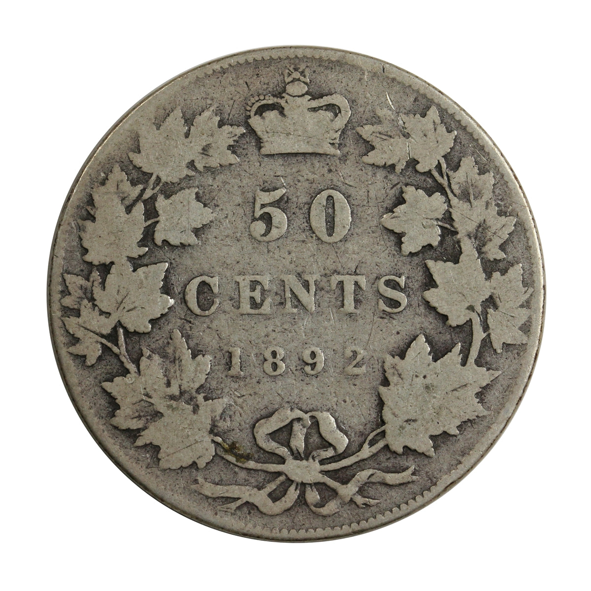 1892 Obv. 4 Canada 50-cents Very Good (VG8) $
