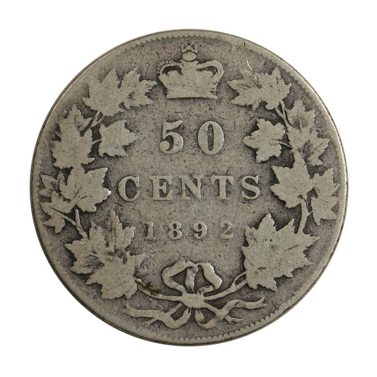1892 Obv. 4 Canada 50-cents Very Good (VG8) $