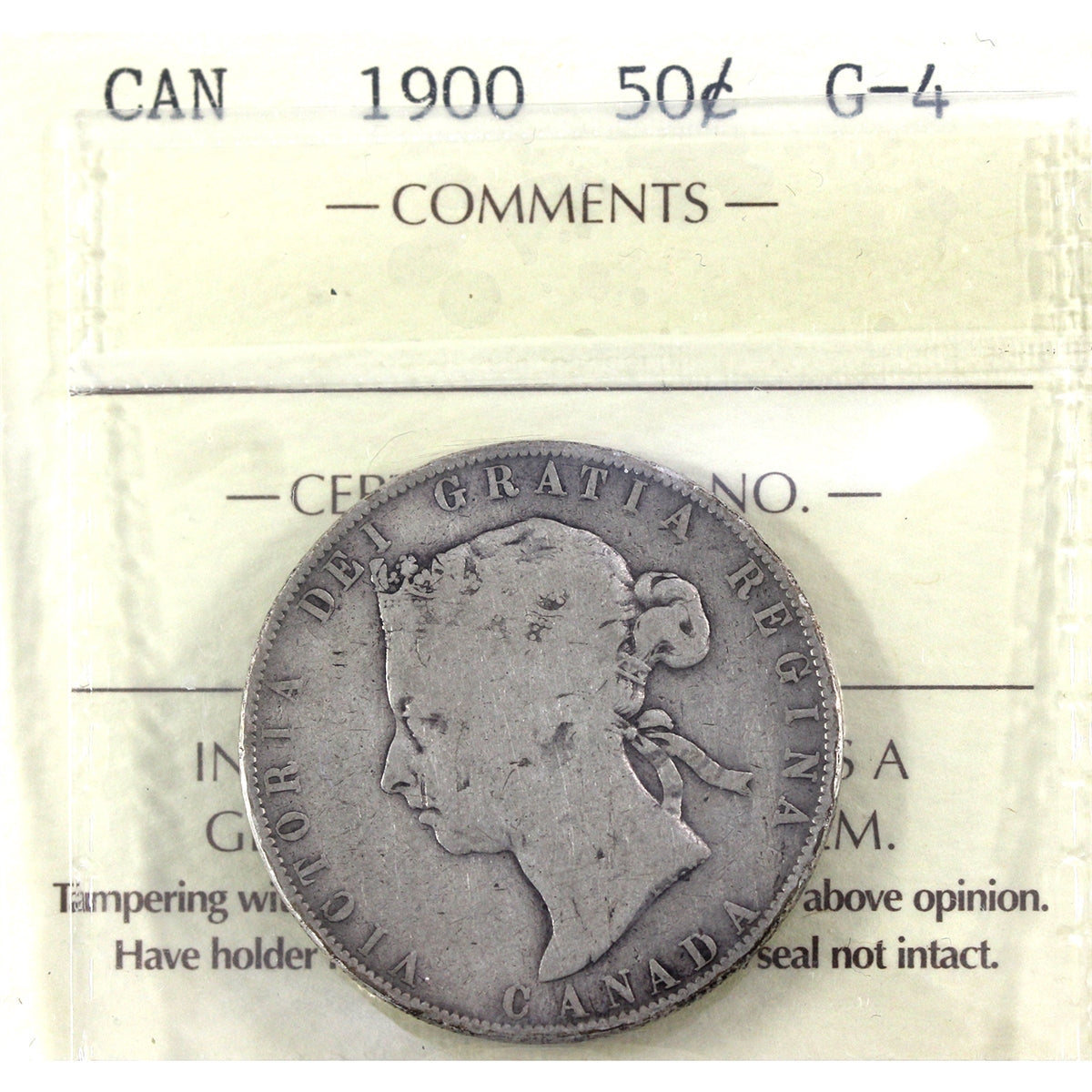 1900 Canada 50-cents ICCS Certified G4