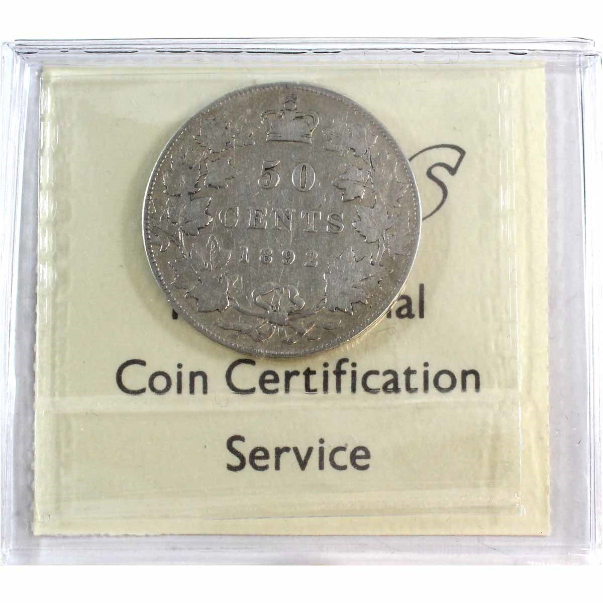 1892 Obv. 4 Canada 50-cents ICCS Certified VG10