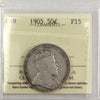 1905 Canada 50-cents ICCS Certified F15
