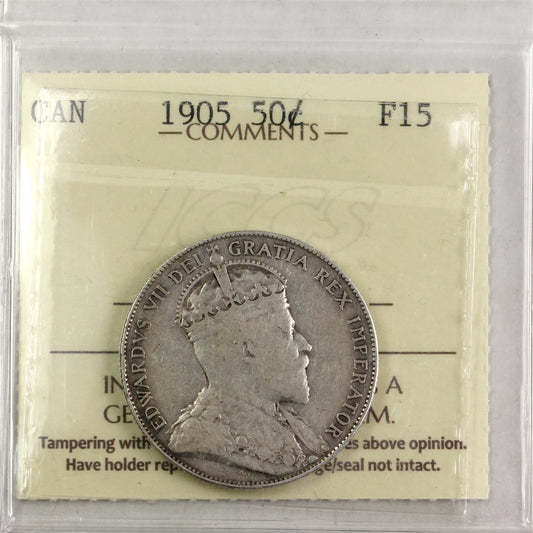 1905 Canada 50-cents ICCS Certified F15
