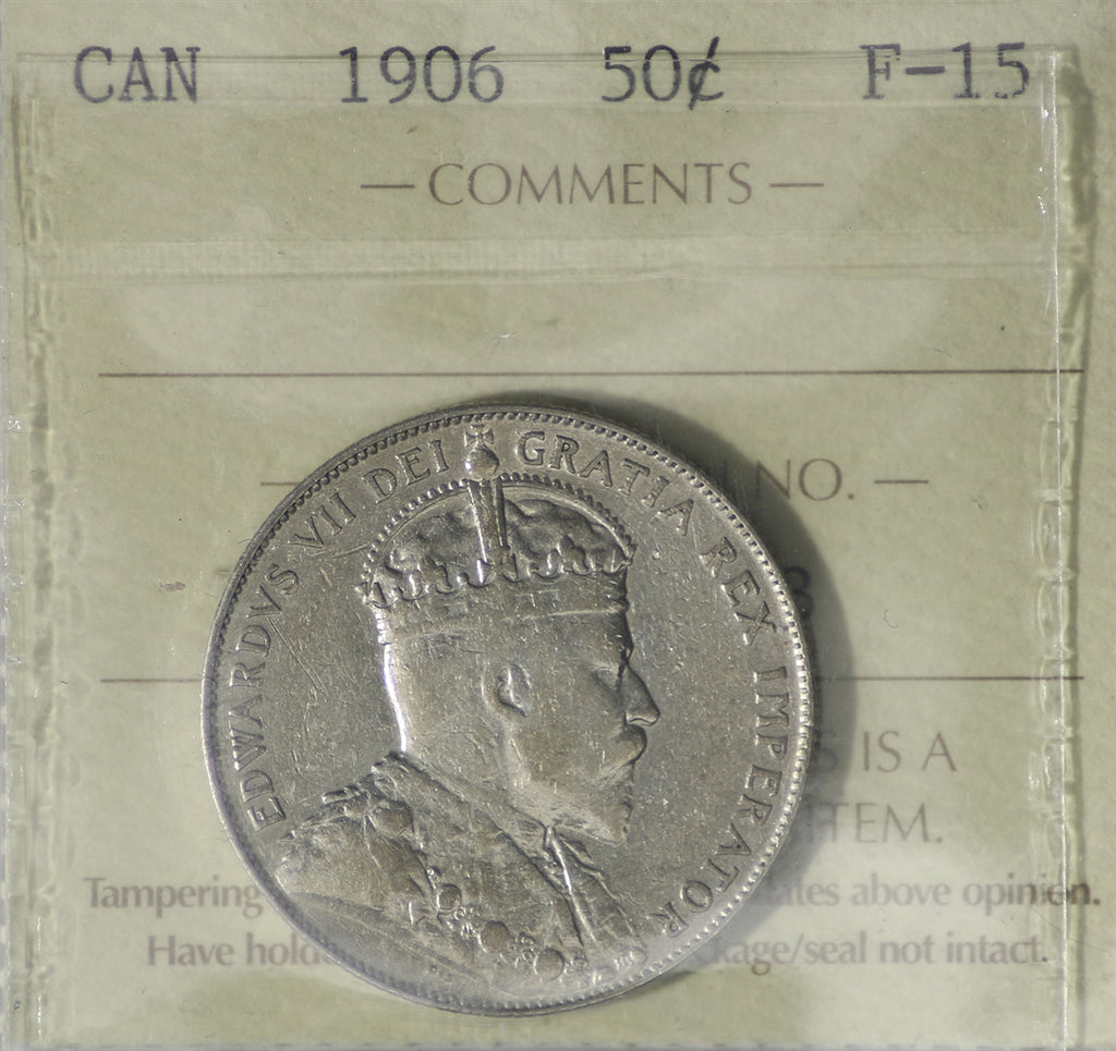 1906 Canada 50-cents ICCS Certified F15