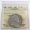 1908 Canada 50-cents ICCS Certified F15