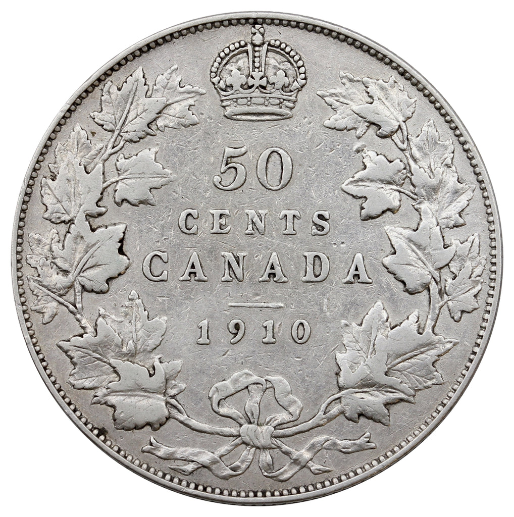 1910 Edwardian Leaves Canada 50-cents Very Fine (VF20) $