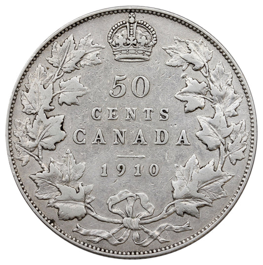 1910 Edwardian Leaves Canada 50-cents Very Fine (VF20) $