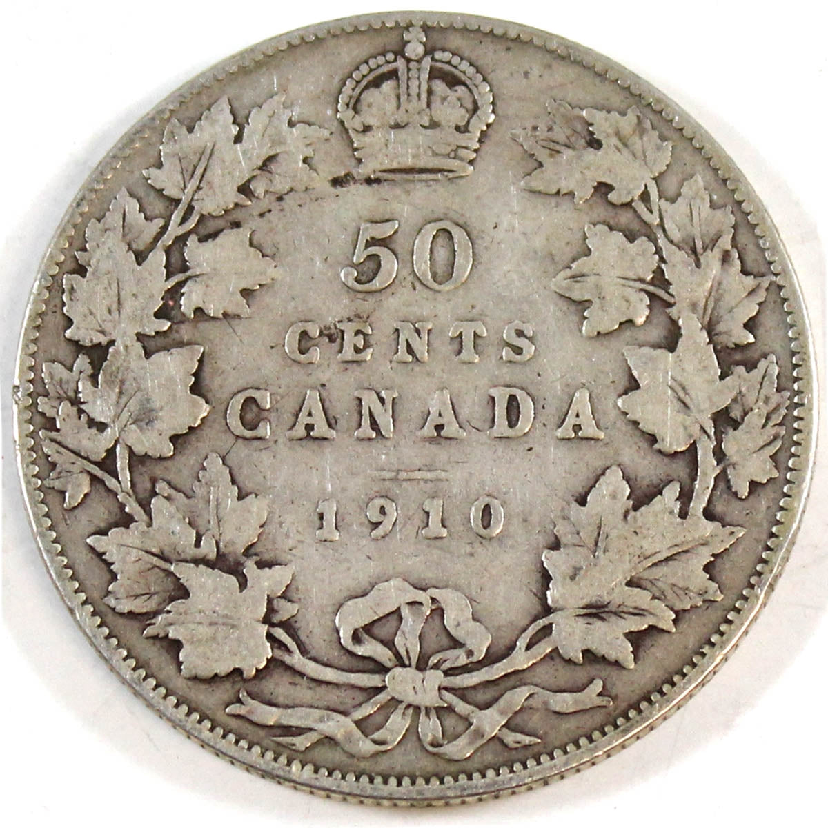 1910 Edwardian Leaves Canada 50-cents Very Good (VG8)