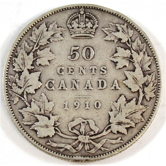 1910 Edwardian Leaves Canada 50-cents VG-F (VG10)