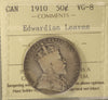 1910 Edwardian Leaves Canada 50-cents ICCS Certified VG8