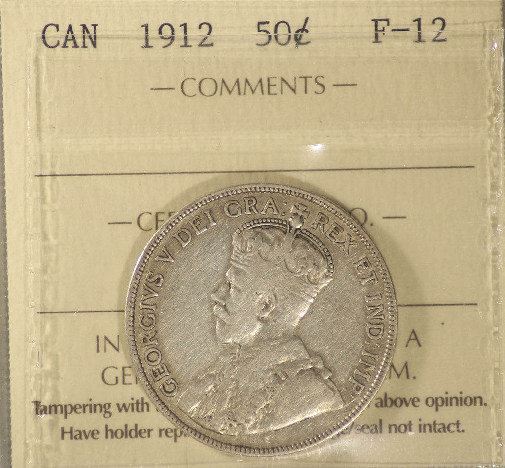 1912 Canada 50-cents ICCS Certified F12