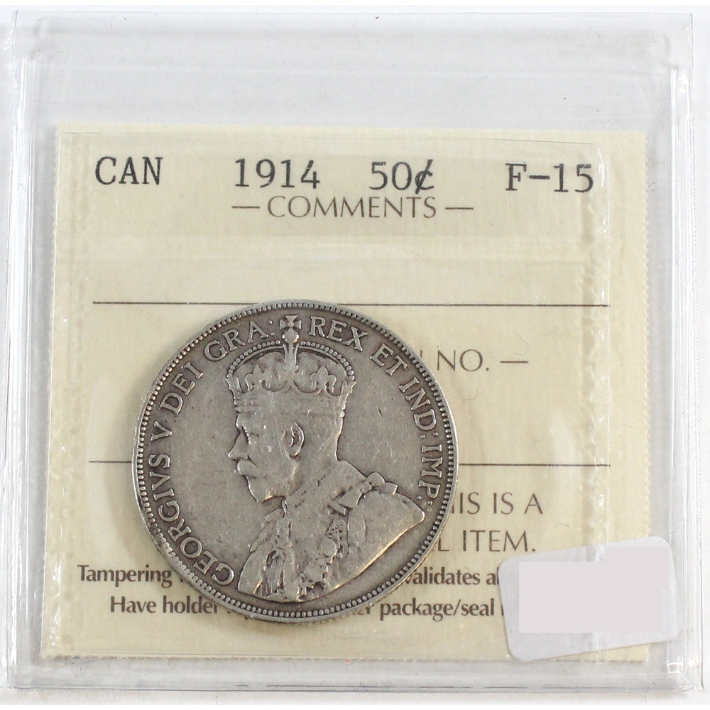1914 Canada 50-cents ICCS Certified F15