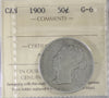 1900 Canada 50-cents ICCS Certified G6