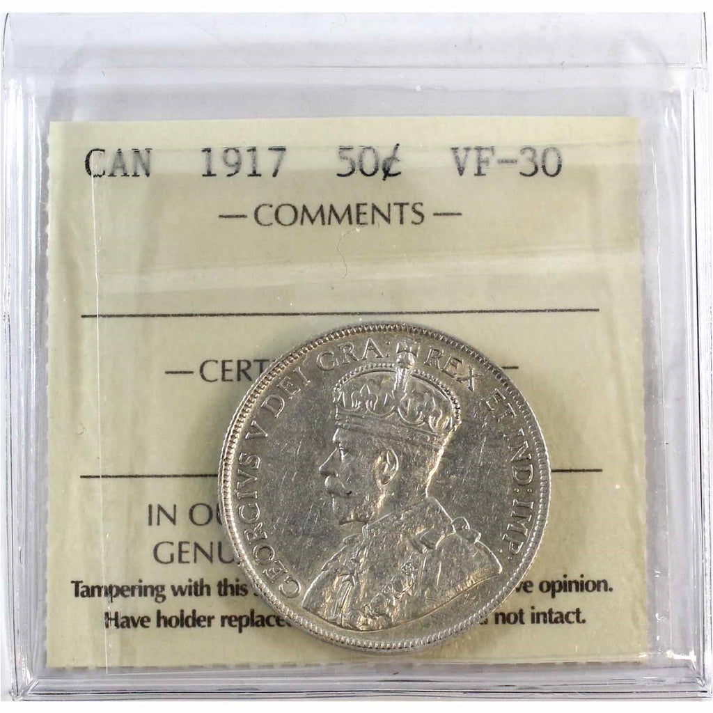 1917 Canada 50-cents ICCS Certified VF30