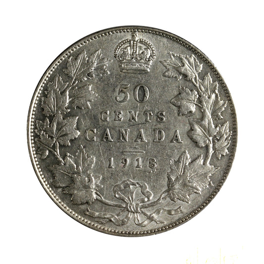 1918 Canada 50-cents VF-EF (VF30) $