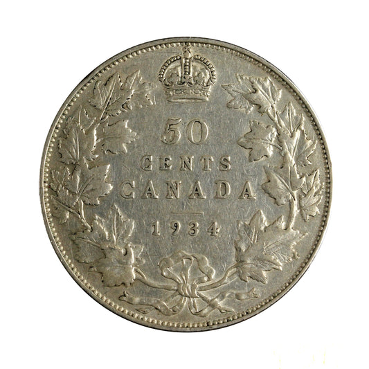 1934 Canada 50-cents Very Fine (VF20) $